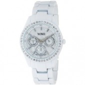 XOXO Women's XO114 Rhinestone Accent White Enamel Bracelet Watch